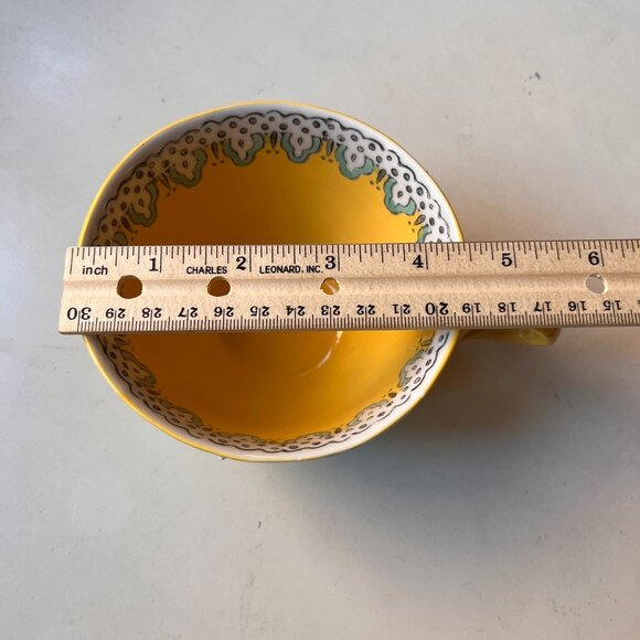 Anthropologie Elka Ayaka Footed Yellow Floral Mug Twisted Handle - Picture 14 of 14